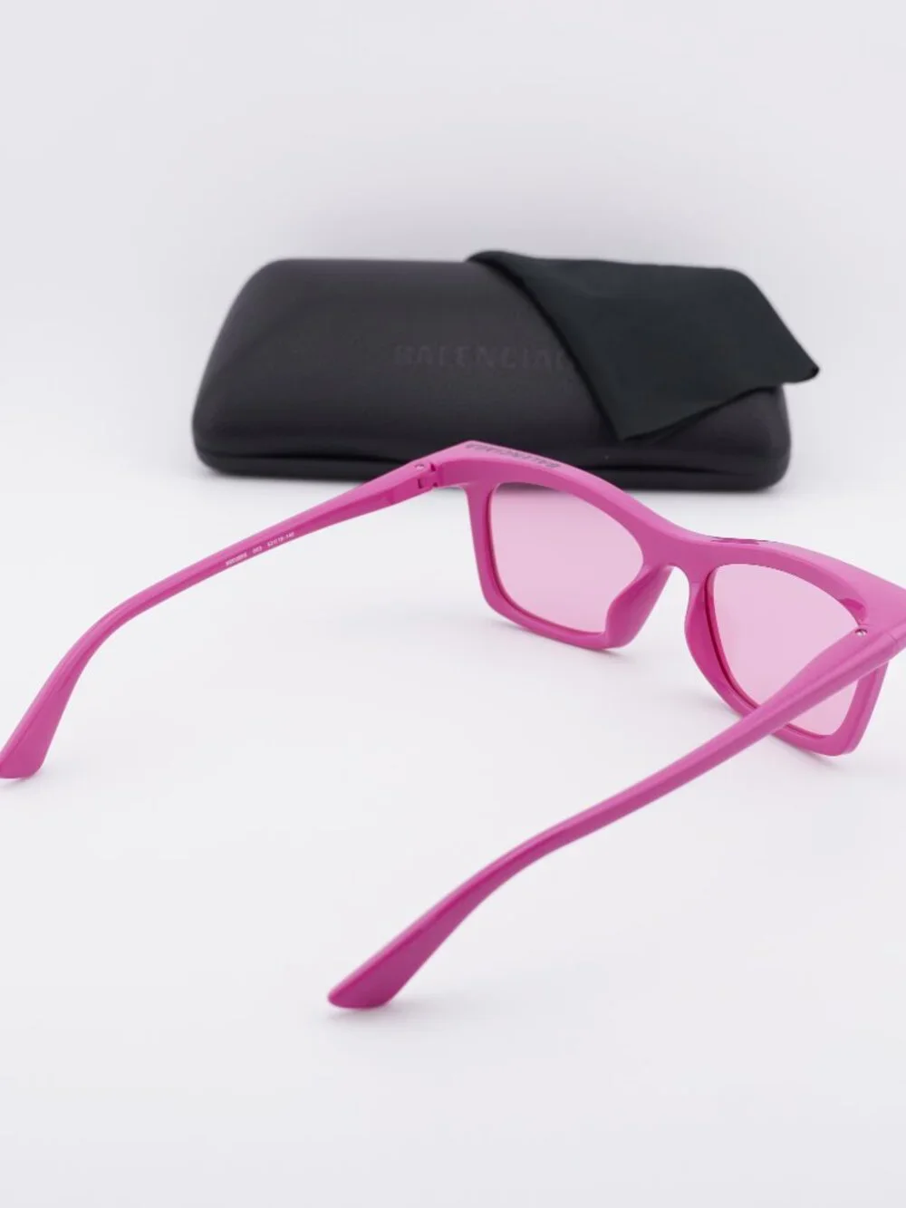 Balenciaga BB0099S 003 Rectangle Sunglasses - Violet / Pink